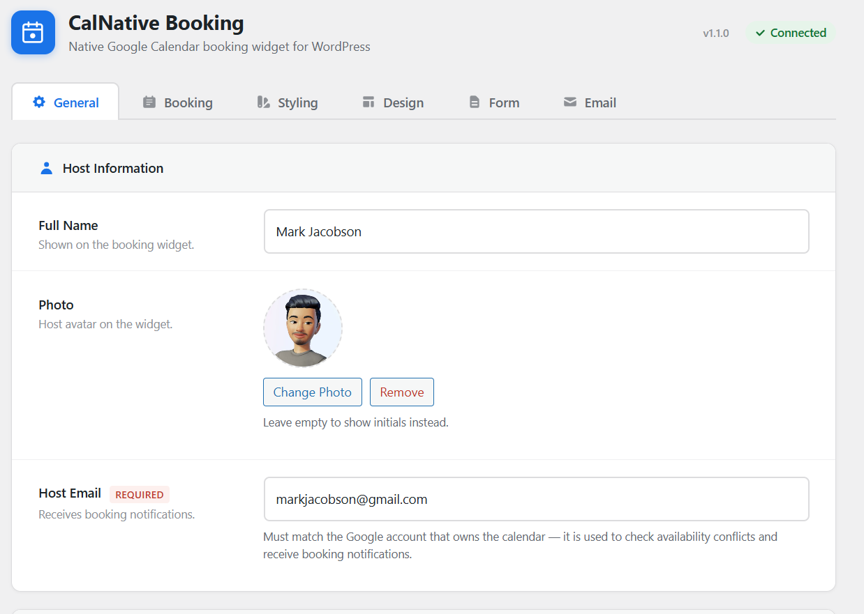 Admin — General settings
