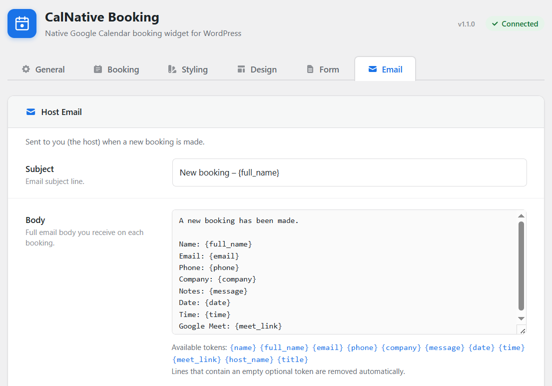 Admin — Email templates